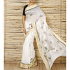 White Chanderi Cotton Silk Saree with Zari Work