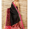 Black Silk Floral Skirt Chanderi Saree