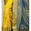 Handwoven Yellow and Blue Silk Saree