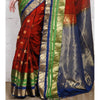 Handwoven Red, Blue and Green Silk Saree