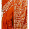 Orange Chiffon Saree With Chikankari