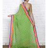 Green Block Printed Chiffon Saree