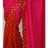 Pink Tussar & Muga Silk Saree with Banarasi Brocade Patch