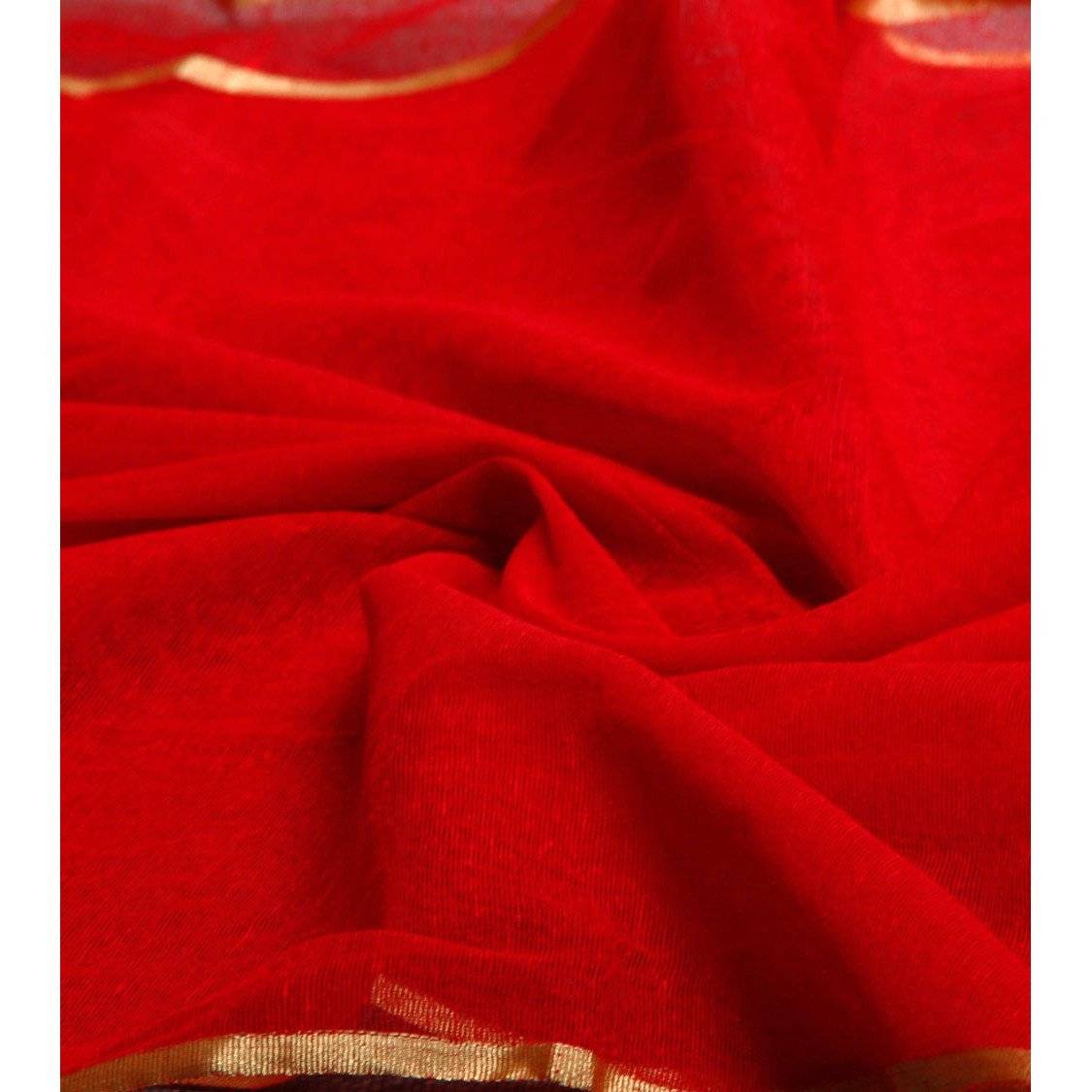 Red & Maroon Raw Silk Dupatta