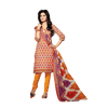 Orange and Light Yellow Cotton Printed Salwar Kameez Dress Material