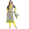 Bollywood Pakistani Indian Anarkali Salwar Kameez Yellow Printed Cotton Churidar Suit Party Wear