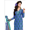 Blue Colored Pure Cotton Printed Semi-Stitched Salwar Suit Dress Material