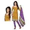 Yellow and Purple Cotton Printed Salwar Kameez Dress Material