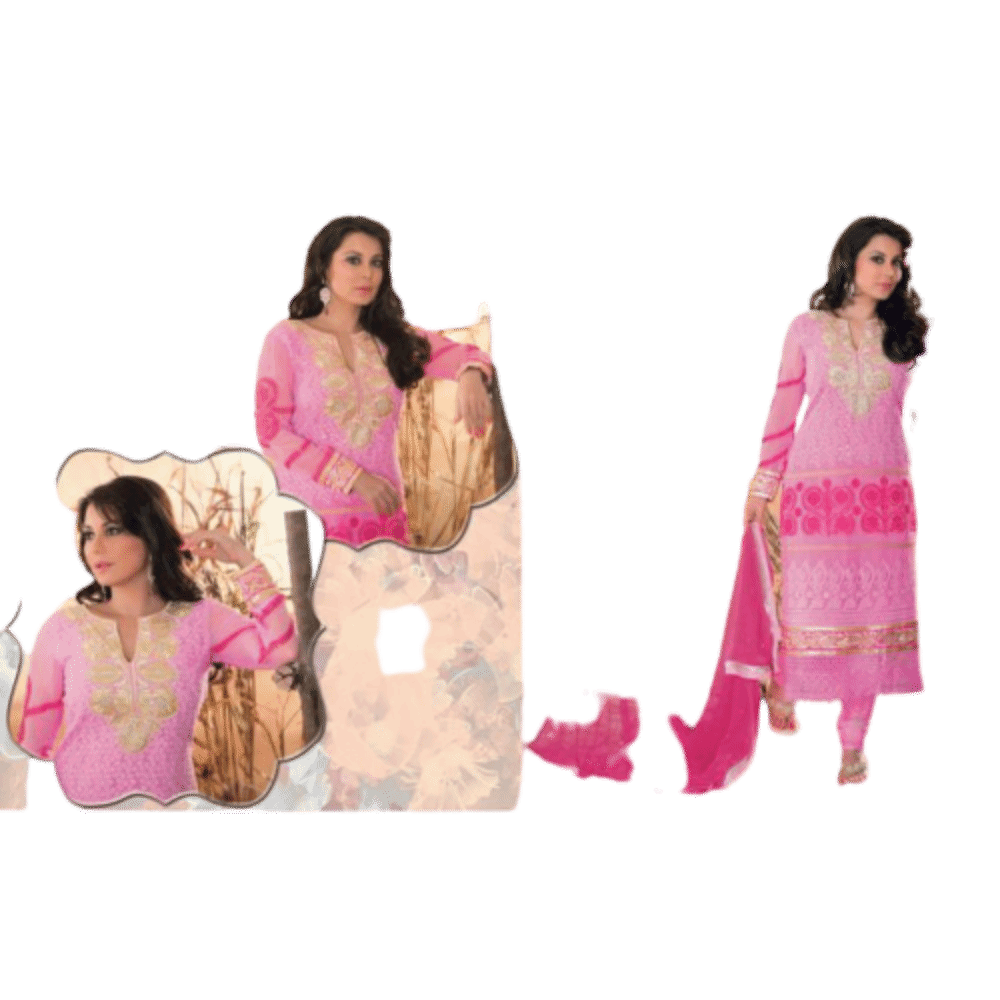 Pink Georgette Semi Stitched Salwar Suits dress Alpita - 1808