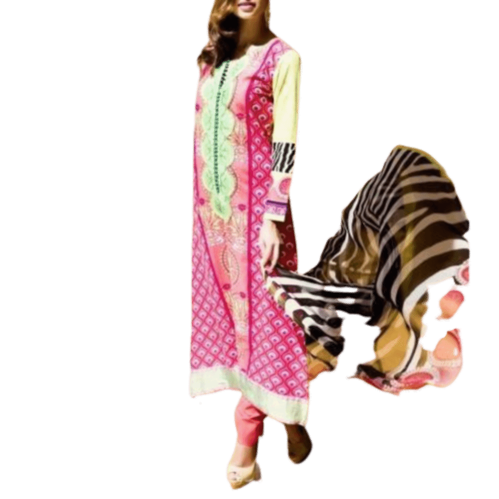 Pink Cotton Unstitched Churidar Suit (100000060661)