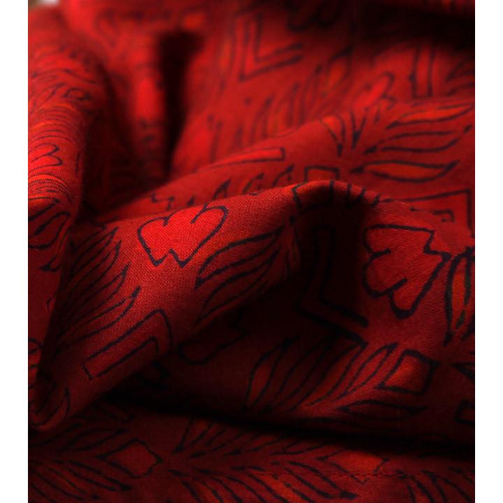 Red Cotton Printed Kurta