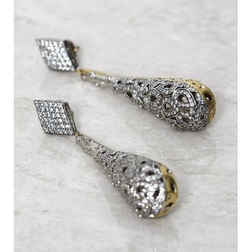 Silver Gold Plated Zircon Embellished Earrings