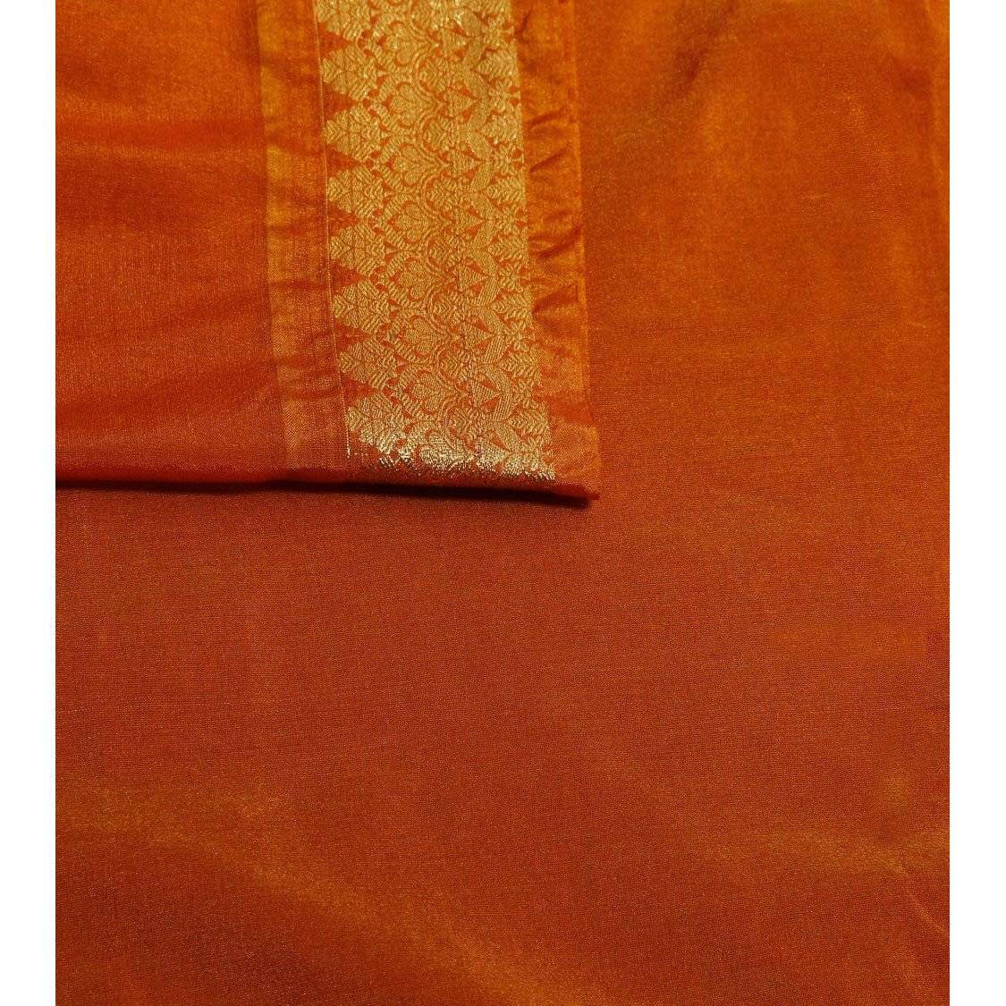 Orange Cotton Silk Saree with Zari Work