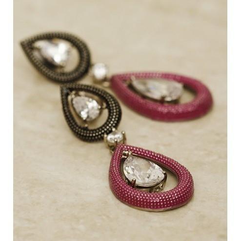 Pink Teardrop Embellished Earrings