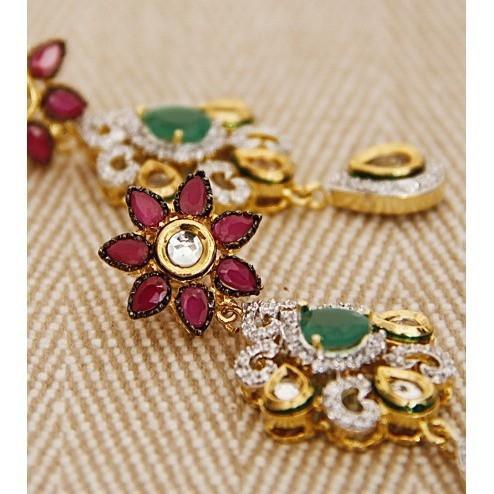 Multicoloured Stone Embellished Dangler Earrings (100000061552)