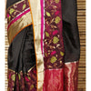 Black Silk Floral Skirt Chanderi Saree
