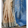 Load image into Gallery viewer, Handwoven Cream and Blue Silk Saree