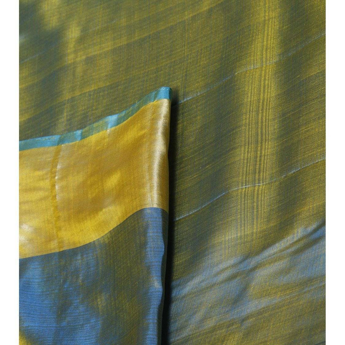 Handwoven Yellow and Blue Silk Saree