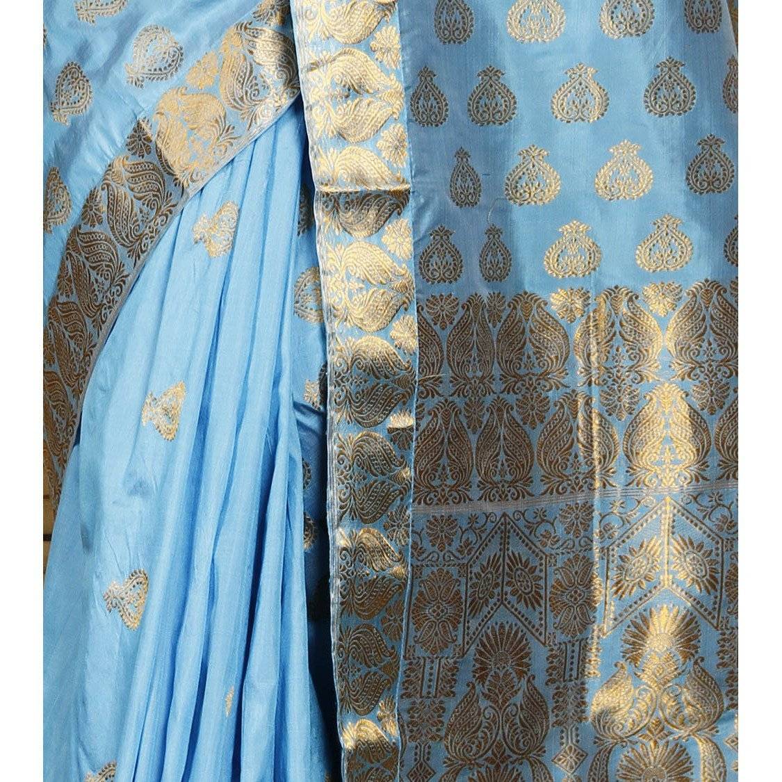 Turquoise Pat Silk saree