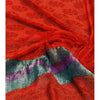Red Block Printed Chiffon Saree