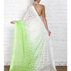 Load image into Gallery viewer, White &amp; Lime Georgette Saree with Zari Border (100000043773)