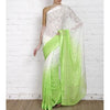 Load image into Gallery viewer, White &amp; Lime Georgette Saree with Zari Border (100000043773)