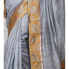 Grey Muga Silk Saree with Banarasi Brocade Border