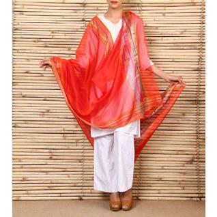 Red Cotton Silk Maheshwari Dupatta