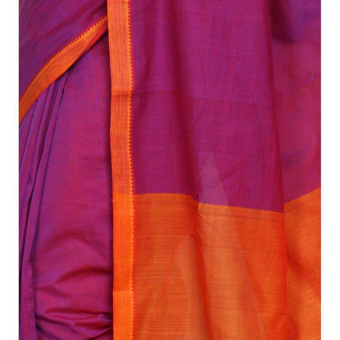 Purple Mangalgiri Cotton Saree