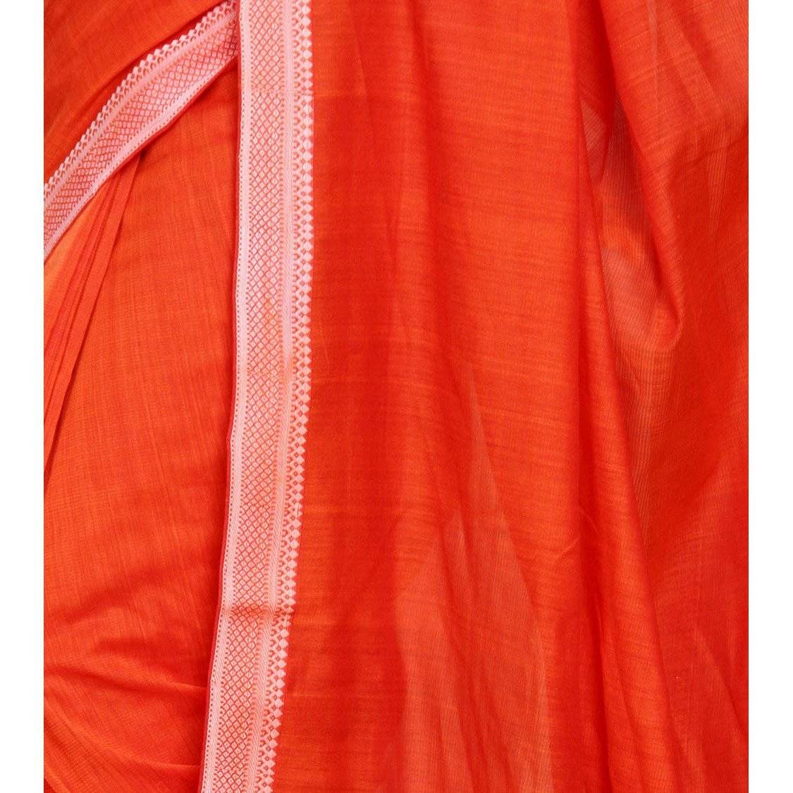 Orange Mangalgiri Cotton Saree