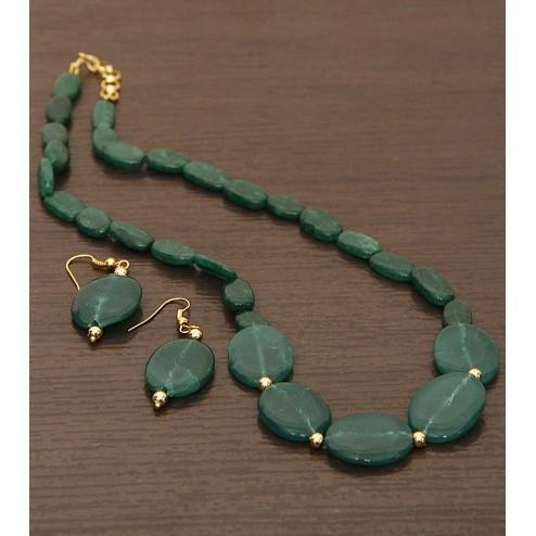 Green Beads Embellished Necklace Set