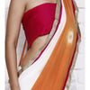 Orange & White Bandhani Georgette Saree