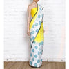 Load image into Gallery viewer, Yellow &amp; White Dip Dyed Georgette Saree With Blue Block Print