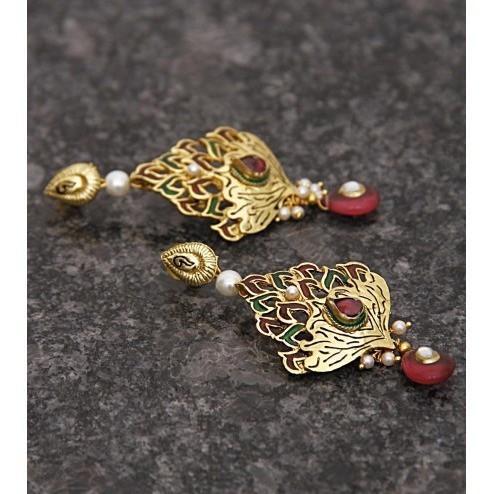 Gold Plated Ethnic Kundan Earrings (100000061665)