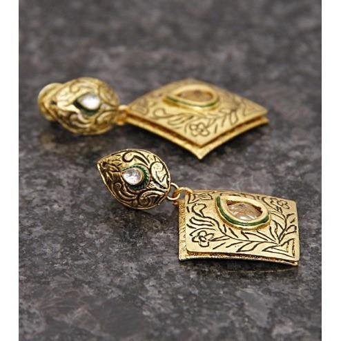Gold Plated Ethnic Kundan Earrings (100000061669)