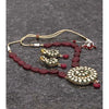 Maroon Kundan Embellished Necklace Set