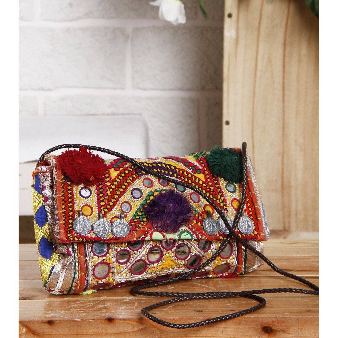 Multicoloured Embroidered Afghani Clutch