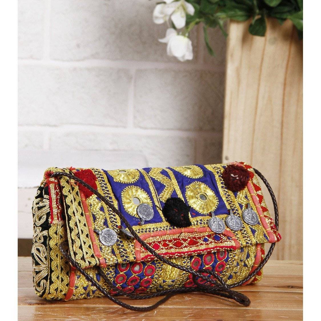 Multicoloured Embroidered Afghani Clutch (100000052898)