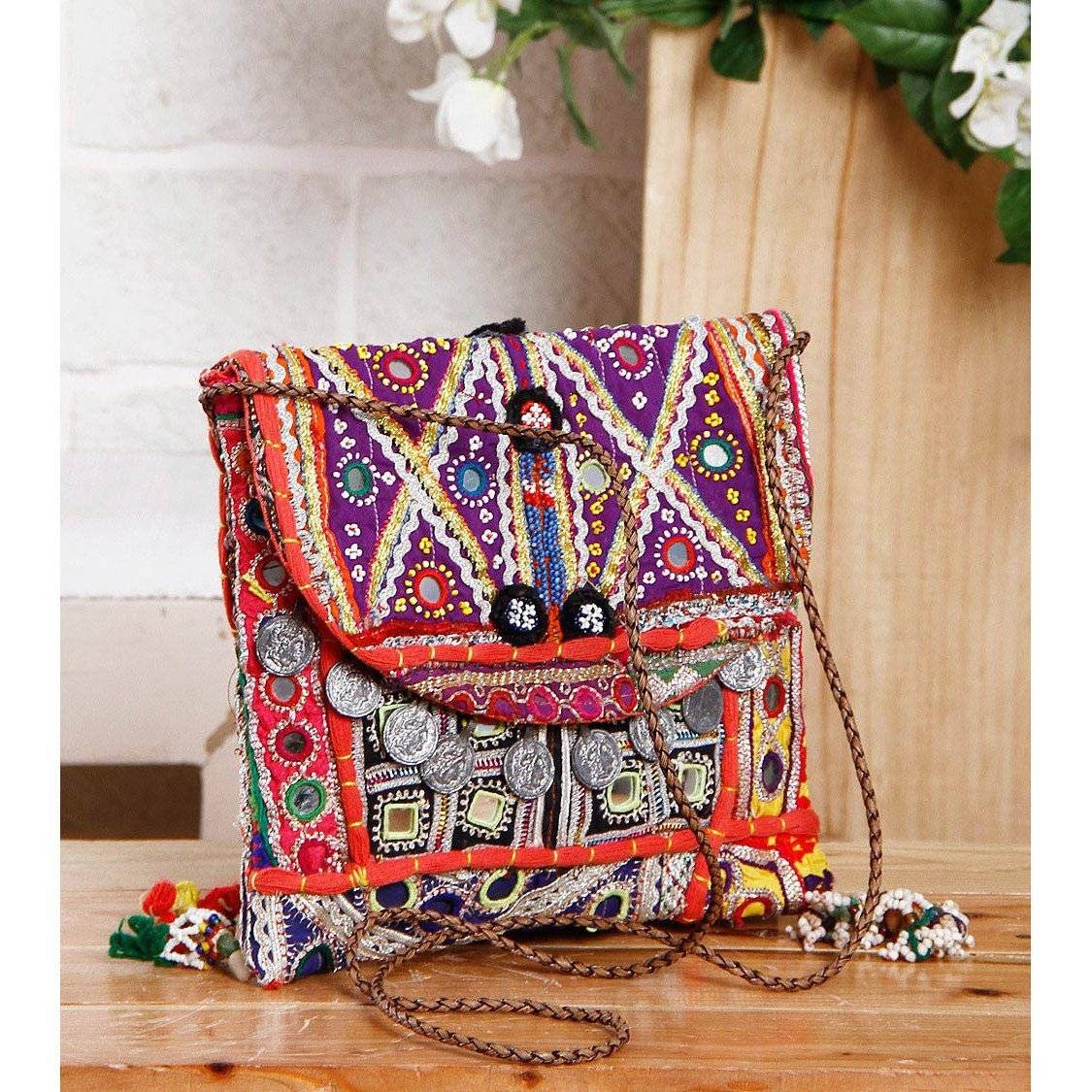 Multicolored Embroidered Afghani Sling Bag