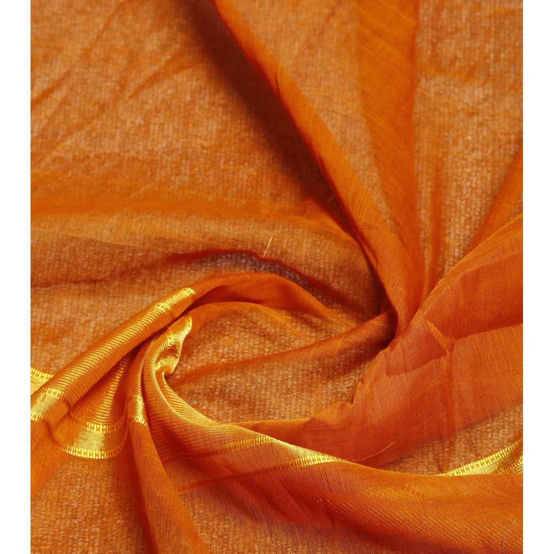 Orange Handloom Cotton Saree