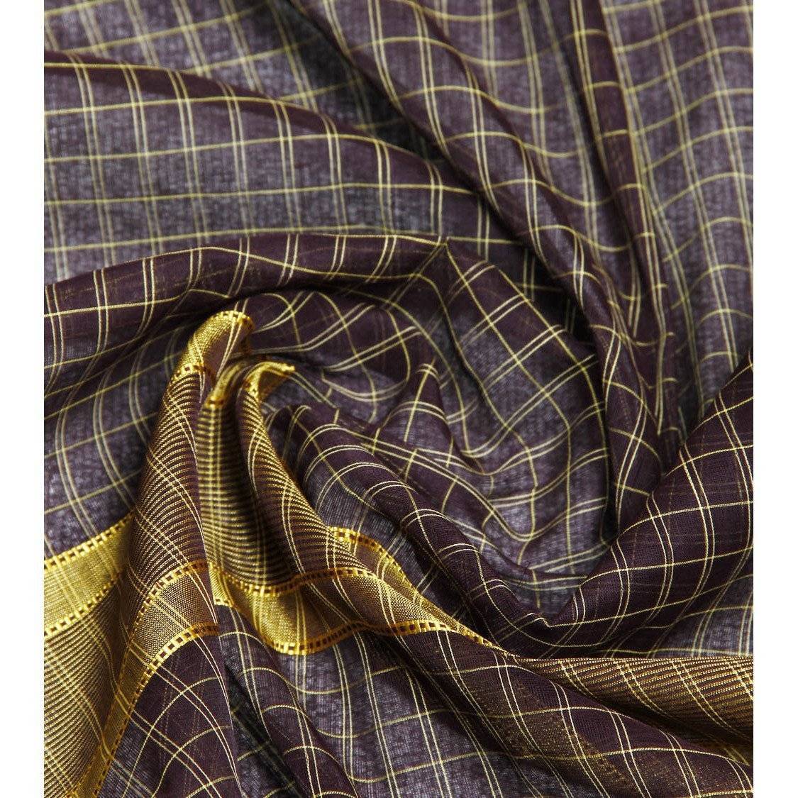 Purple Handloom Cotton Saree (100000055387)