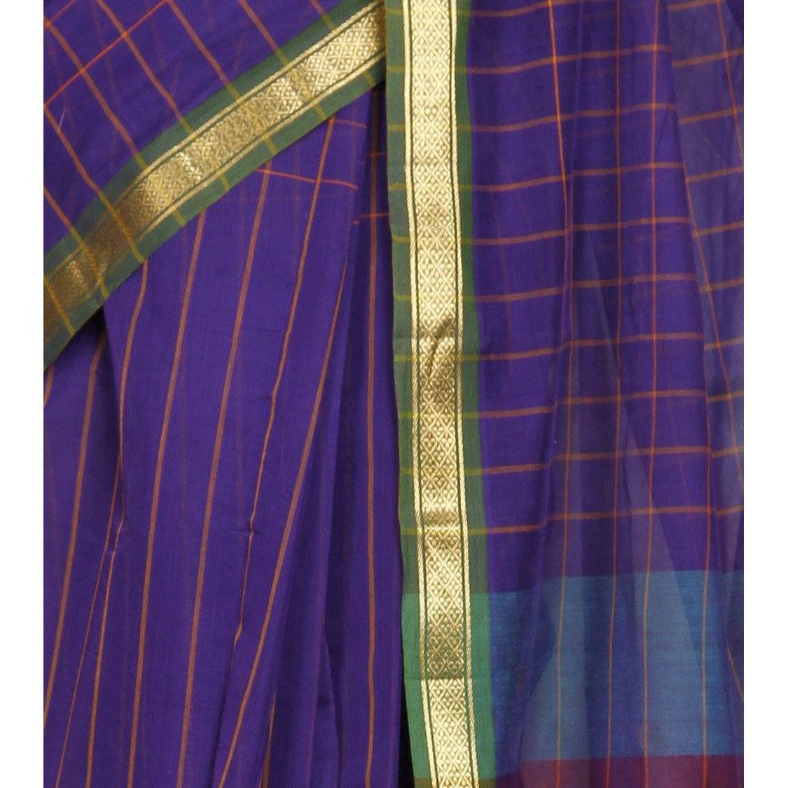 Purple Handloom Cotton Sarees