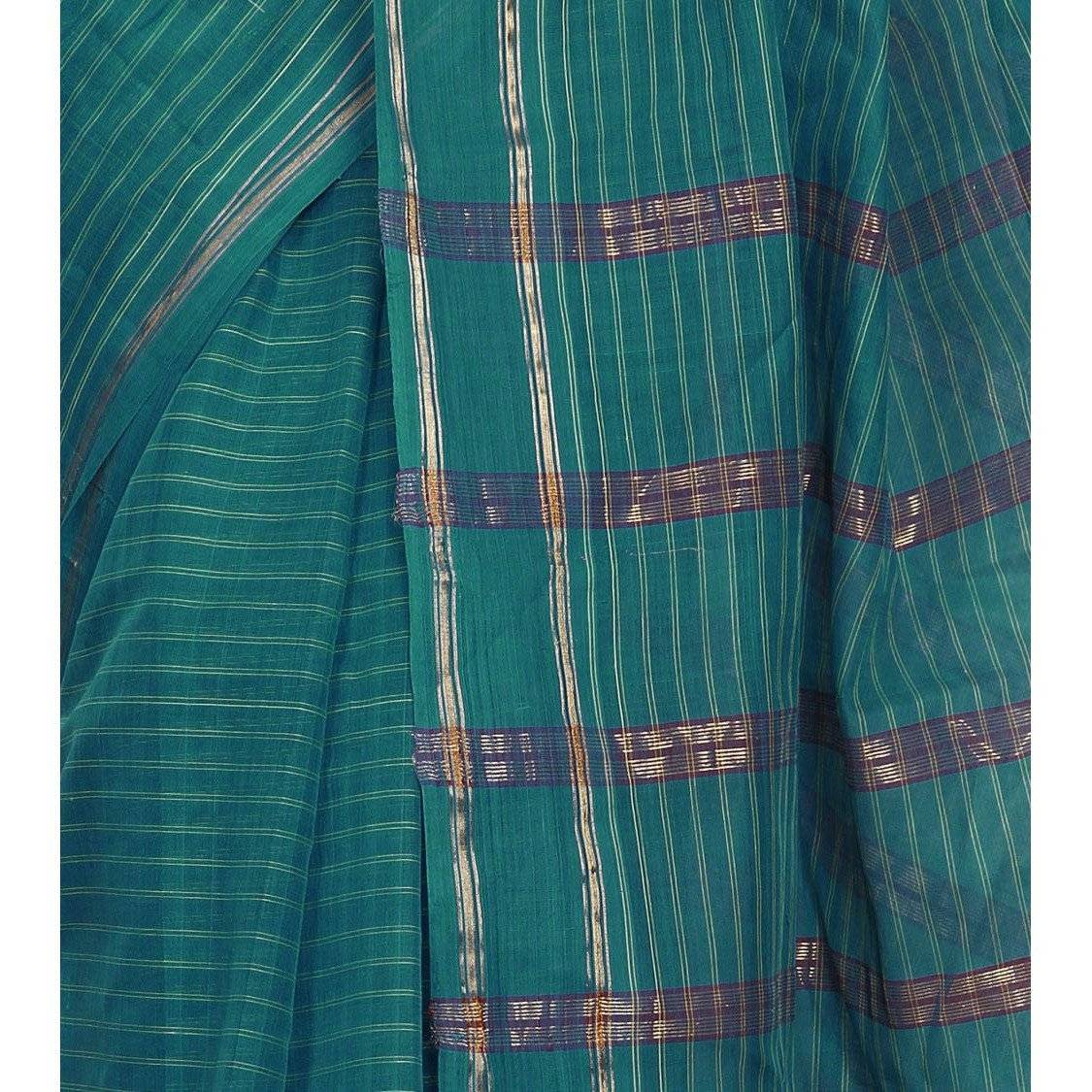 Blue Handloom Cotton Saree (100000055398)