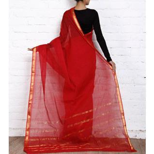 Red Handloom Cotton Saree