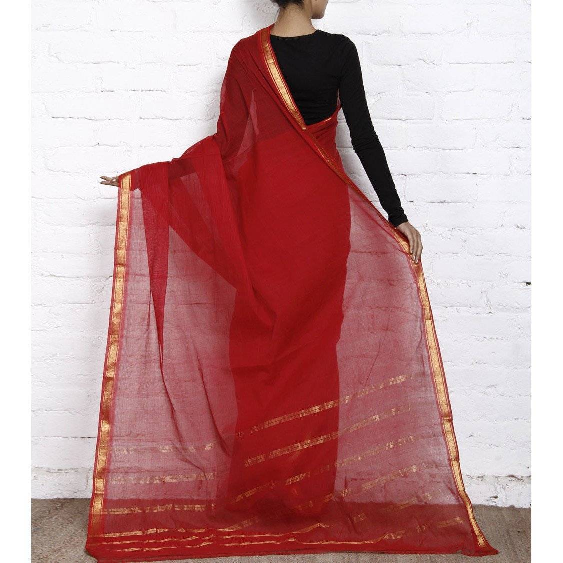 Red Handloom Cotton Saree