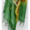 Beige, Yellow, Green & Black Tussar Silk Dupatta