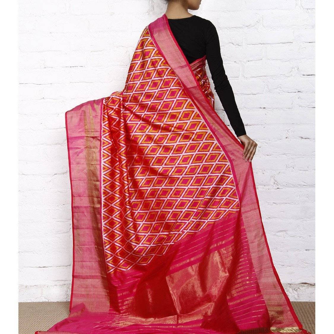 Pink Handwoven Pochampally Silk Saree