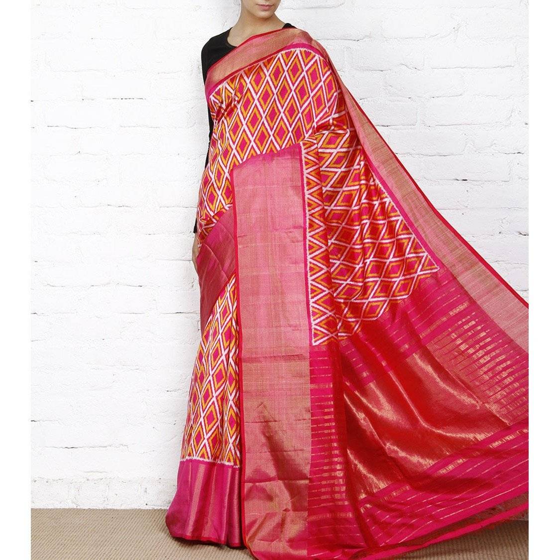 Pink Handwoven Pochampally Silk Saree