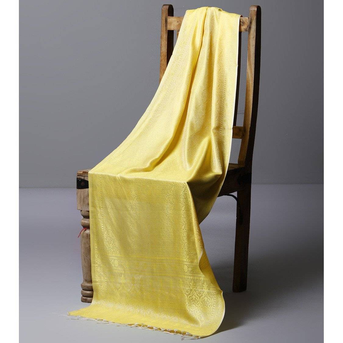 Yellow Cotton Silk Stole