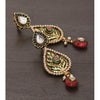 Golden Embellished Earrings With Meenakari